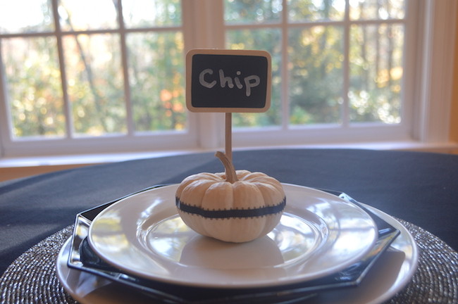 Finished mini white pumpkin place card