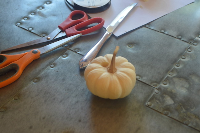 hole cut out for mini pumplkin place card