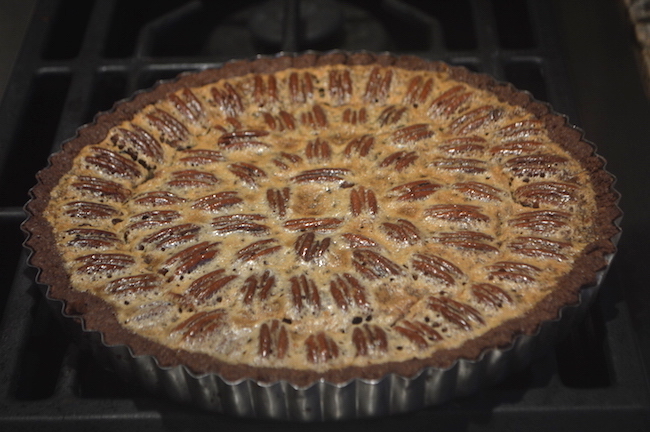 Baked Chocolate Pecan Tart Before Chocolate Syrup Drizzle copy