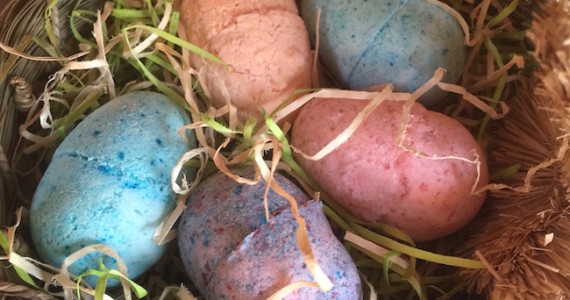 bath bomb in the shape of Easter eggs