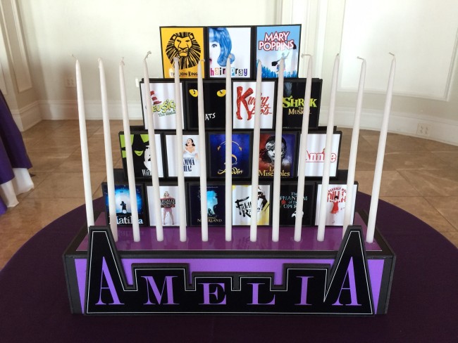 Broadway Themed Bat Mitzvah Party Candle Lighting 