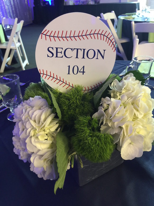 Baseball themed party centerpiece