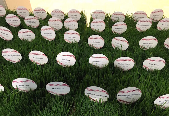 Baseball shaped place Cards in real grass