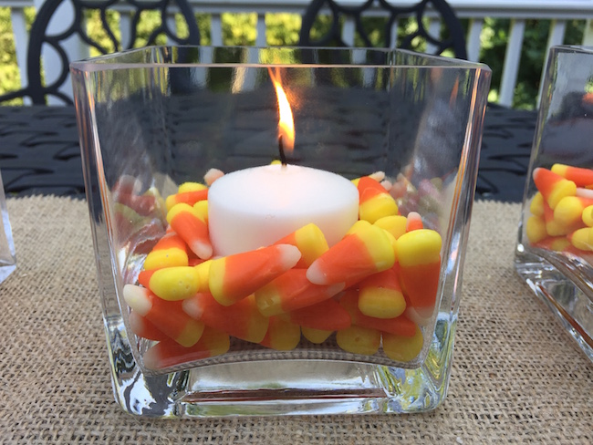 Candy Corn Candle Centerpiece