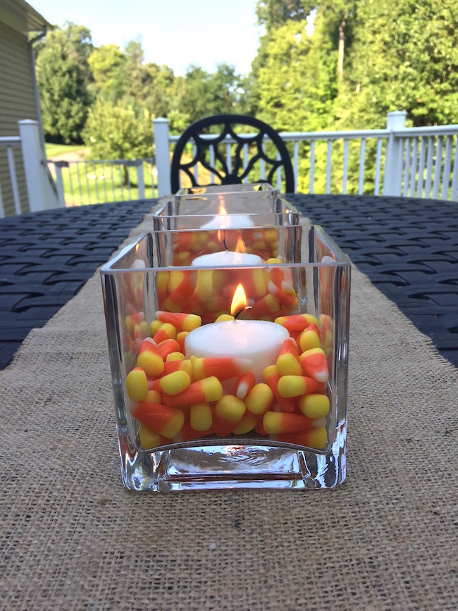 Candy Corn Candle Centerpiece