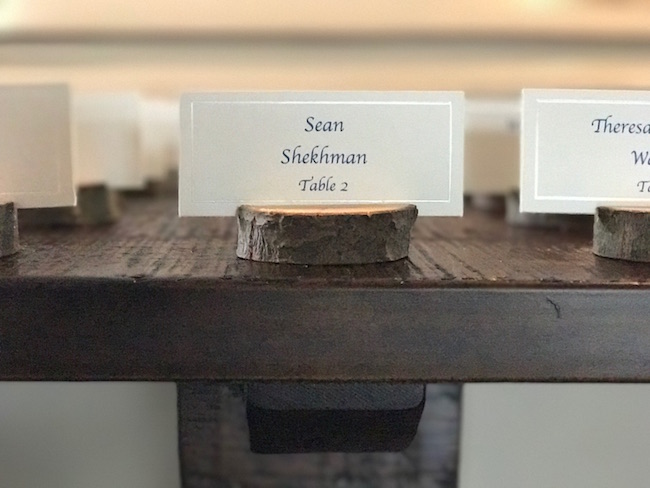 Old world tree stump place card