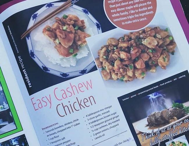 Cashew Chicken Recipe in Northington Living Magazine