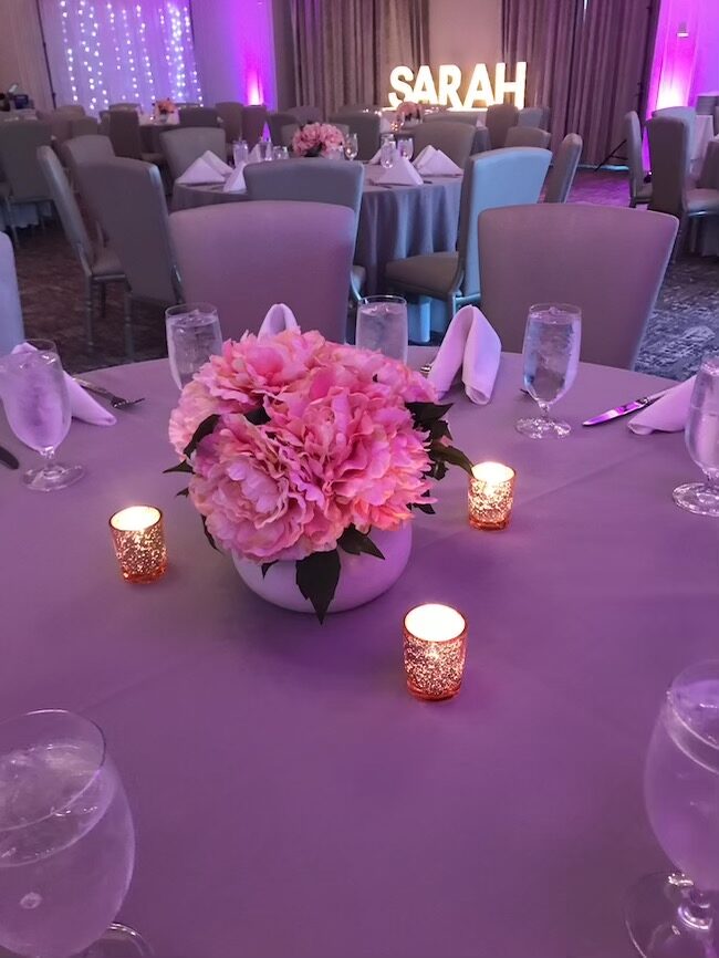 Flower arrangement on table