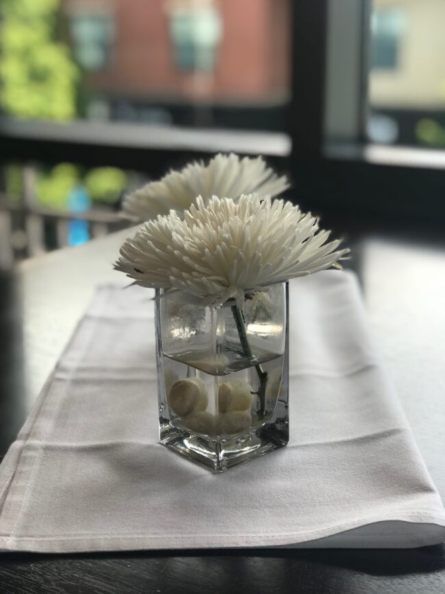Cocktail table flower arrangements