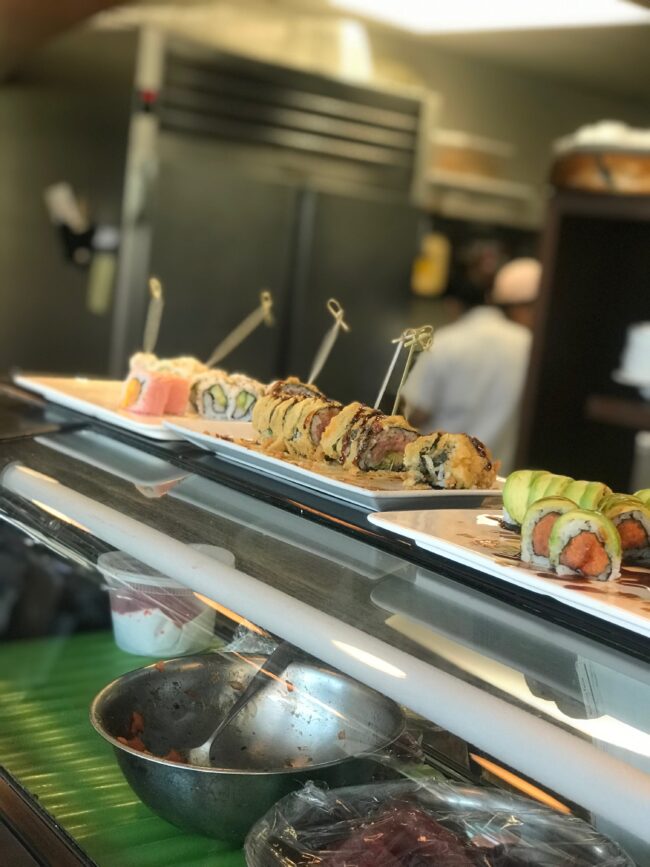 Adult cocktail hour sushi