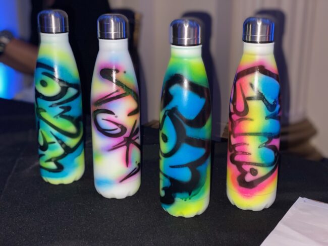 Graffiti painted water bottles