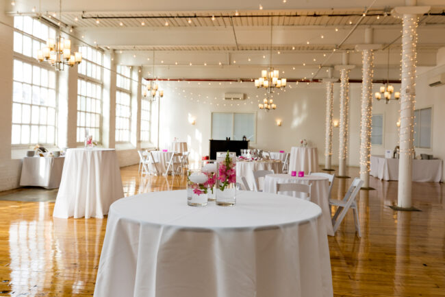 Adult cocktail hour center pieces and lighting.