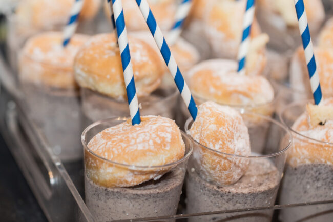 Milkshakes topped with mini donuts