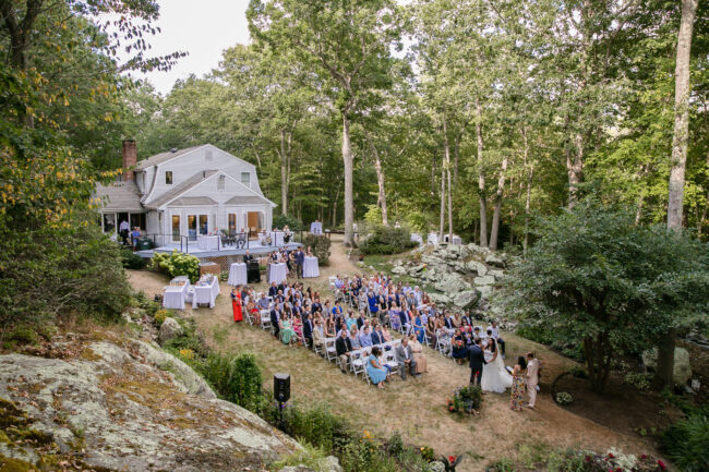 Bird's Eye View of outdoor wedding ceremony