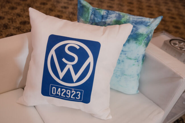 Logo'd throw pillows