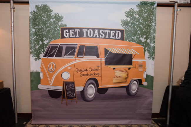 Get Toasted grilled cheese station backdrop