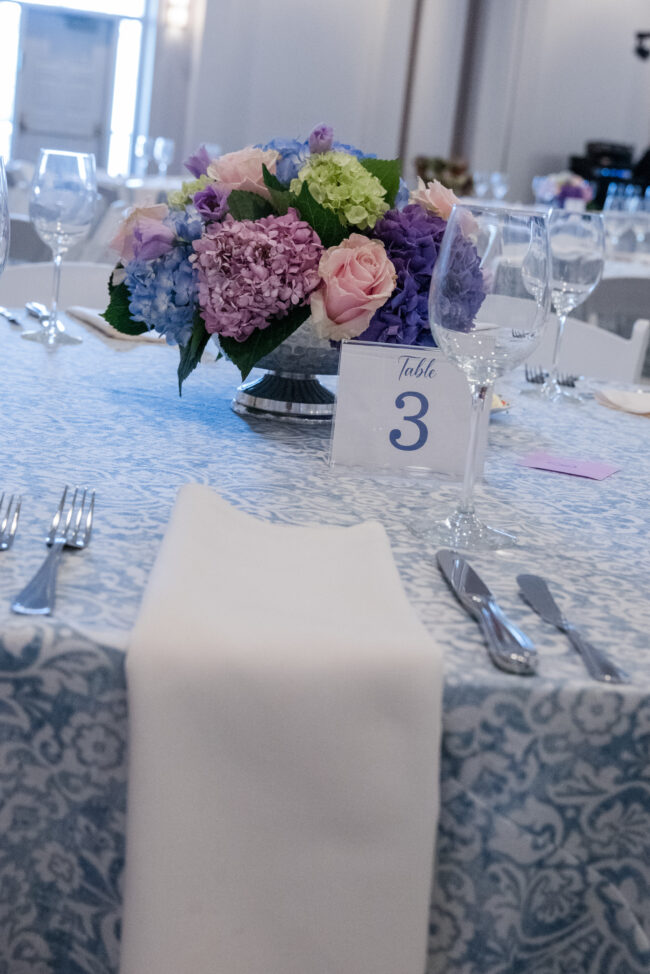 Table scape with floral centerpiece