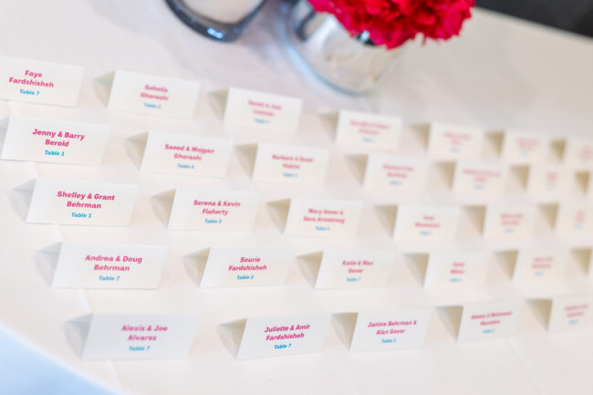Pink and Blue tented place cards
