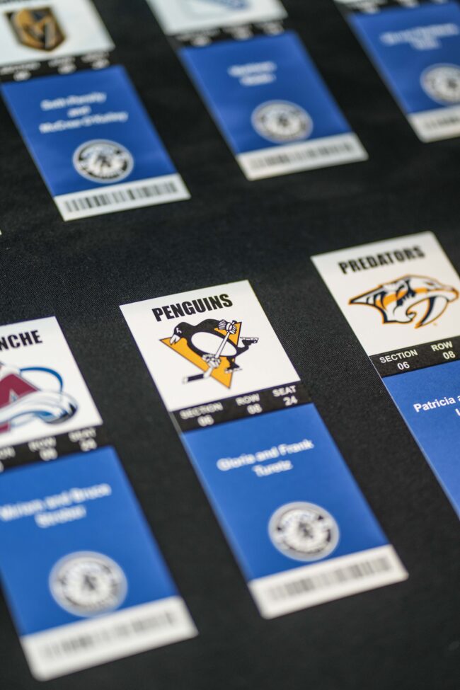 NHL team ticket place cards