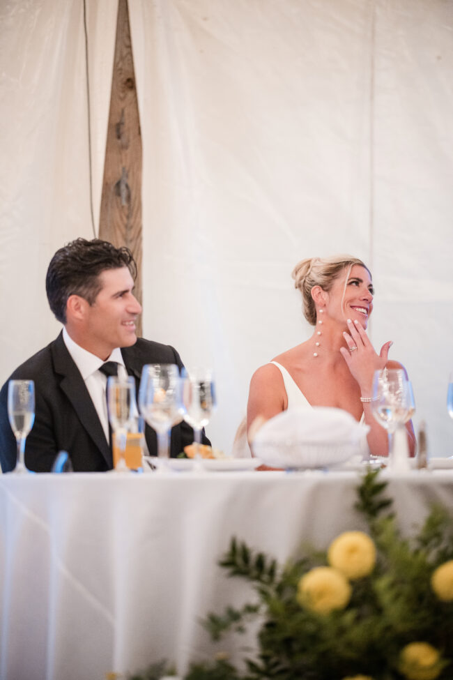 Bride and Groom react to being toasted