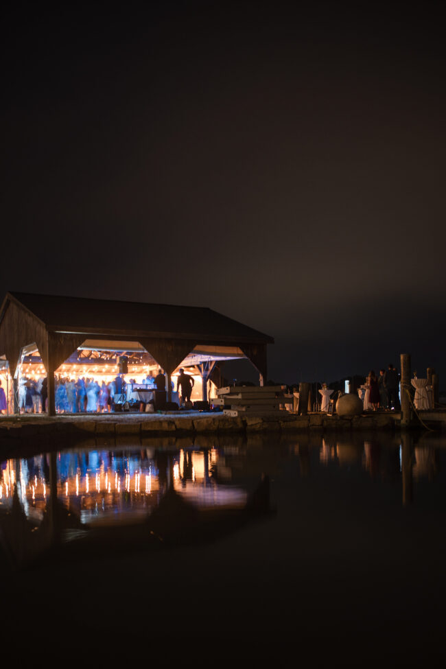 Late night view of reception pavillion