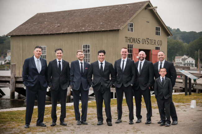 Groom and groomsmen get ready for the ceremony