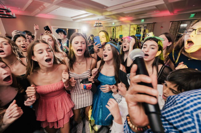 Mitzvah girl partying with friends