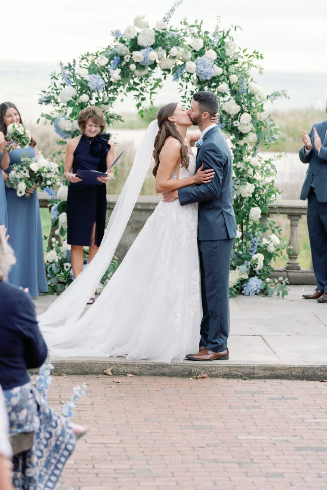 Bride and Groom ceremonial kiss