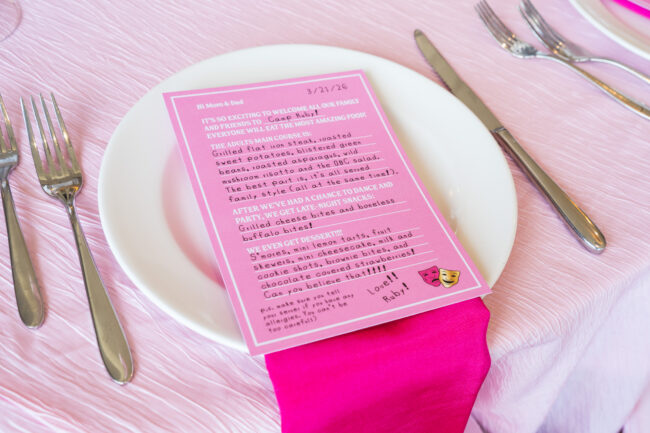 Custom 'letter home' dinner menus