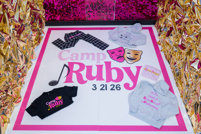 Variety of swag displayed inside 3D photo booth