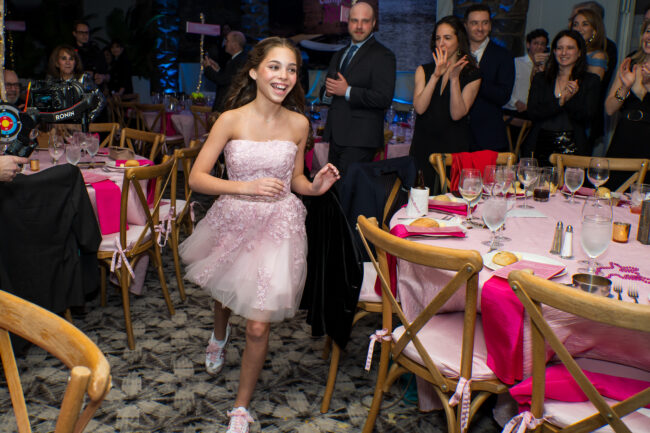 Mitzvah girl being introduced