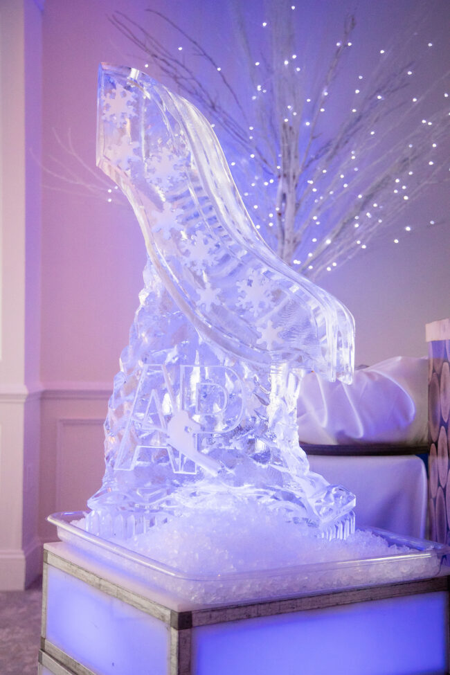 Logo'd ice sculpture